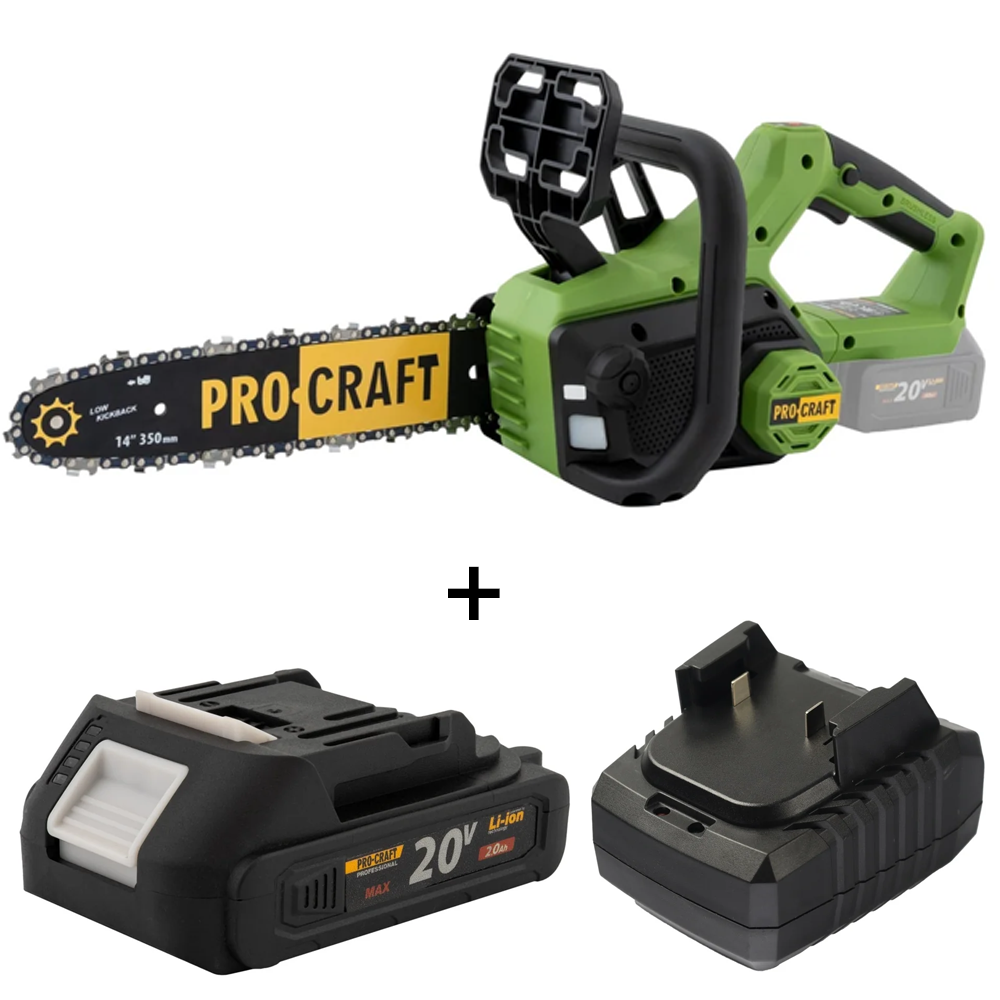 Drujbe electrice - SET: Drujbă pe acumulator 20V, motor Brushless, lamă 30 cm / 12", lanț 8 m/s, PKA60 [Include: Acumulator și încărcător]