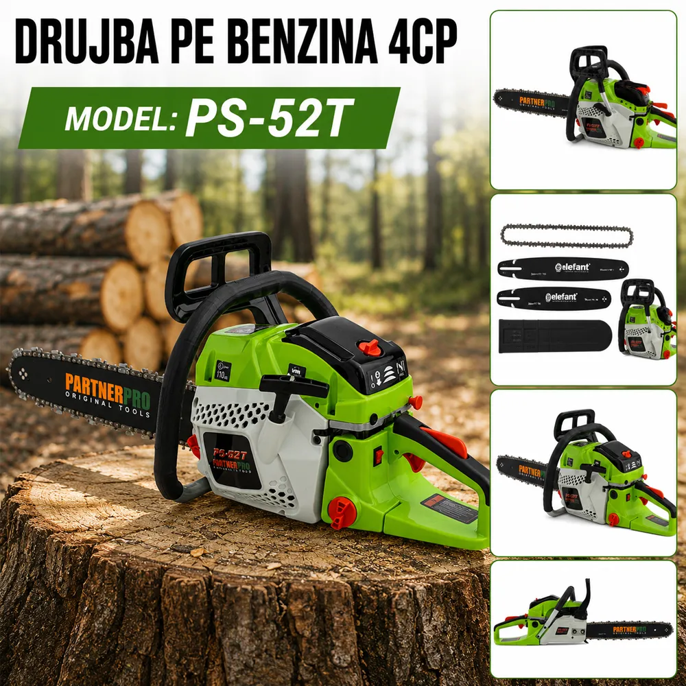 Drujbă pe benzină 52 cc, 4 CP, lamă 38 cm, lanț 0.325", 64 pinteni, PS-52T [4]