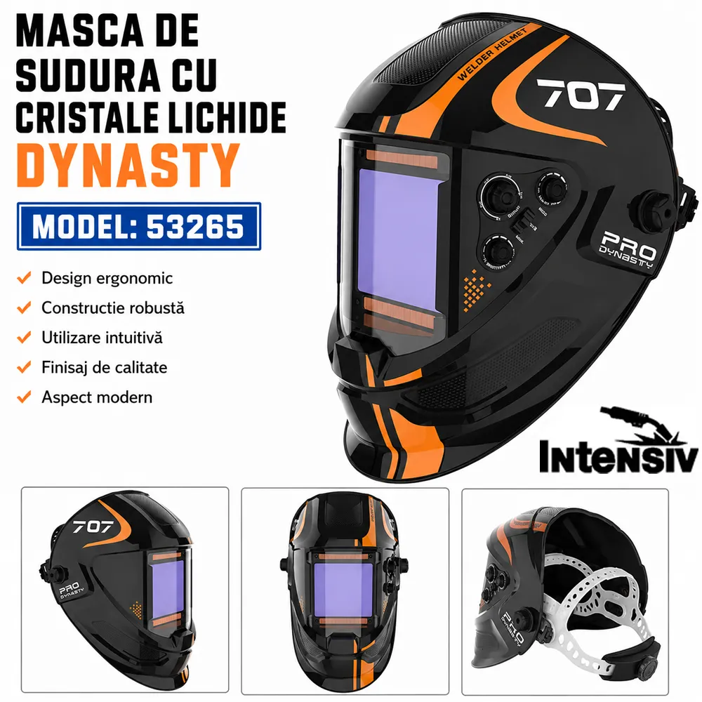 Mască automată de sudură cu 4 senzori, vizor 100 × 93 mm și filtru reglabil DIN 9–13, DYNASTY 4 [3]