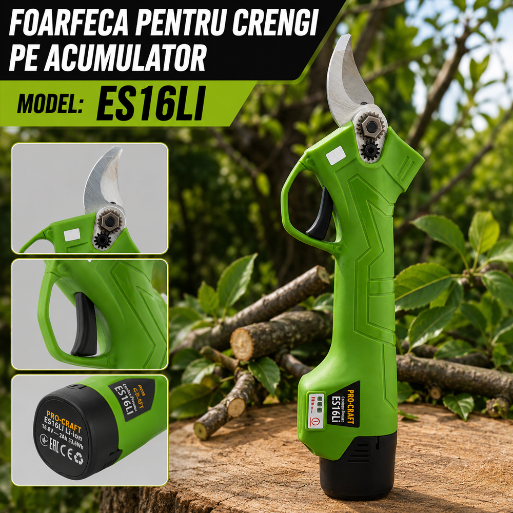 Foarfecă electrică pe acumulator 16V, tăiere 25 mm, lamă 35 mm, acumulator 2Ah inclus, ES16Li [6]