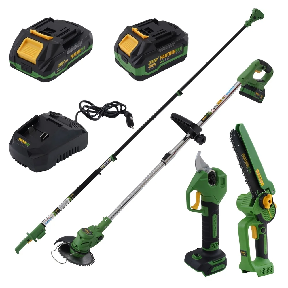 OFERTA ZILEI - Set multifuncțional pe acumulator 20V, foarfecă, fierăstrău, trimmer și tijă telescopică, 2 acumulatori incluși, PP-FFTP 7 IN 1