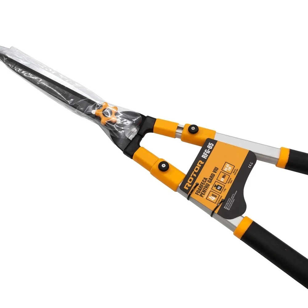 Accesorii pentru plante - Foarfecă pentru gard viu cu mâner telescopic 68–85 cm, lame din oțel 65Mn, RFG-85