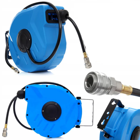 Compresor - Furtun compresor pneumatic din PVC flexibil, 10m, 8 bar - Rezistenta ridicata la presiune, cu bobina automata