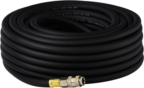 Oferta zilei - Furtun Pneumatic din Cauciuc 20m, 10x17mm, Presiune 20 Bar, Sertizat cu Cuple Rapide, Rezistent la Ulei