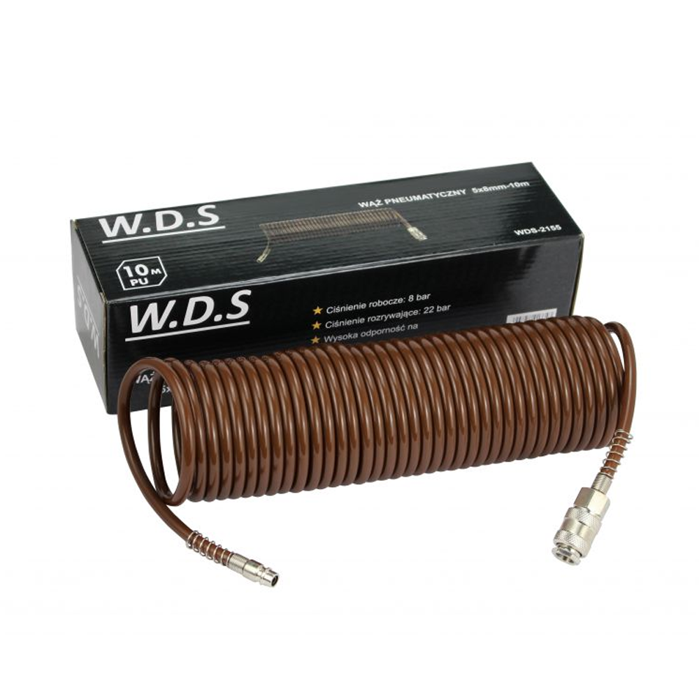 Furtun pneumatic spiralat 5 × 8 mm, 10 m, presiune de lucru 8 bar, WDS2155 [3]