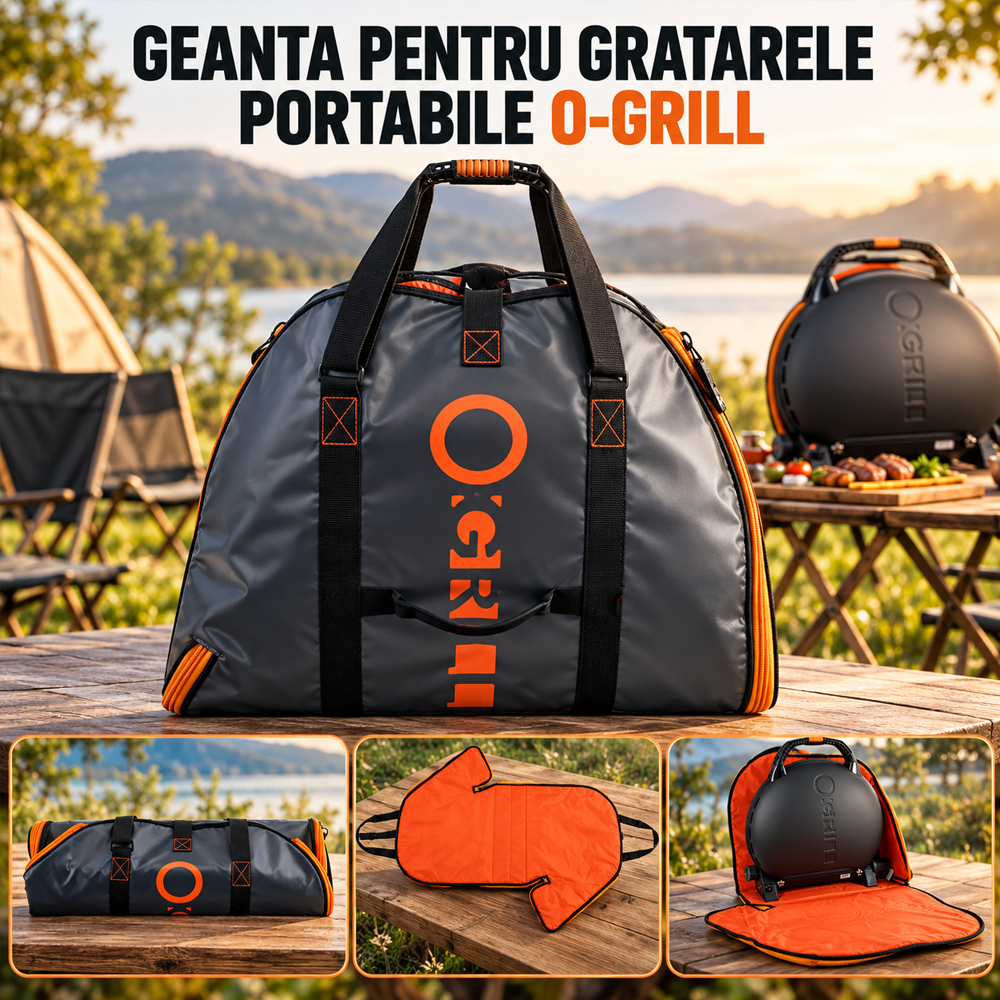 Geantă de transport pentru grătar portabil, 650 x 250 x 550 mm, gri/orange [5]