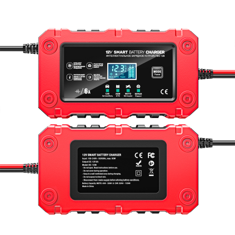 Redresor Baterie Auto si Moto 12V 6A, Incarcare Inteligenta in 7 Etape, Display LCD, Mentenanta pentru Baterii AGM, GEL, WET, SLA [1]