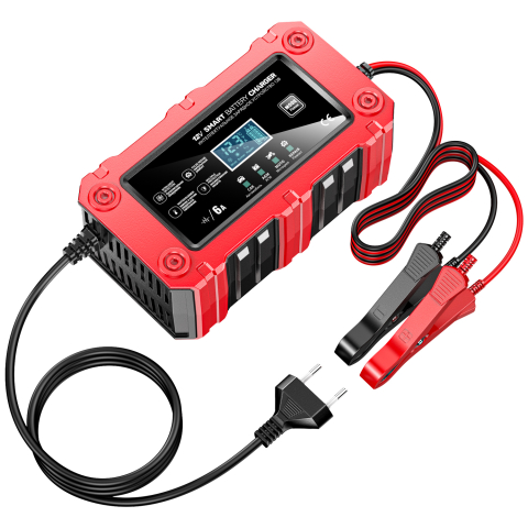 Redresoare - Redresor Baterie Auto si Moto 12V 6A, Incarcare Inteligenta in 7 Etape, Display LCD, Mentenanta pentru Baterii AGM, GEL, WET, SLA