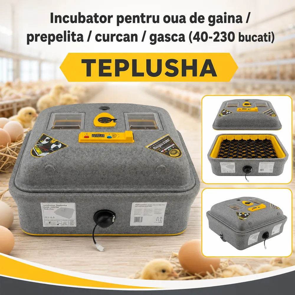 Incubator automat pentru ouă, 88 găină / 230 prepeliță, 50W, sistem PAT, EU88PRO [3]