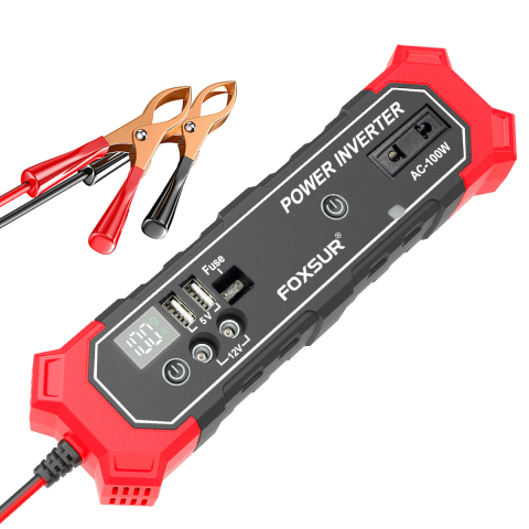 Electrice auto - Invertor Auto 100W, Transformator 12V DC la 230V AC, Alimentare Brichetă sau Clești Baterie, FOXSUR