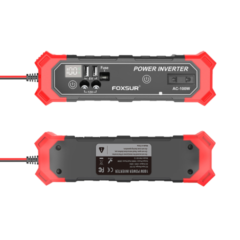 Invertor Auto 100W, Transformator 12V DC la 230V AC, Alimentare Brichetă sau Clești Baterie, FOXSUR [1]