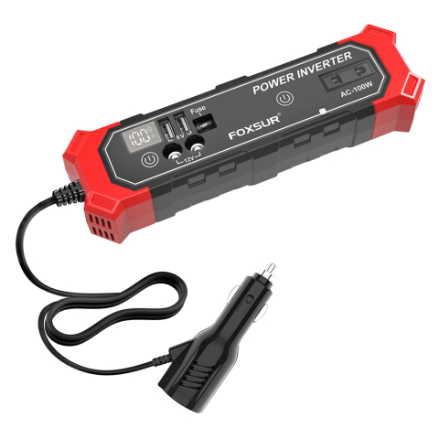 Invertor Auto 100W, Transformator 12V DC la 230V AC, Alimentare Brichetă sau Clești Baterie, FOXSUR [3]