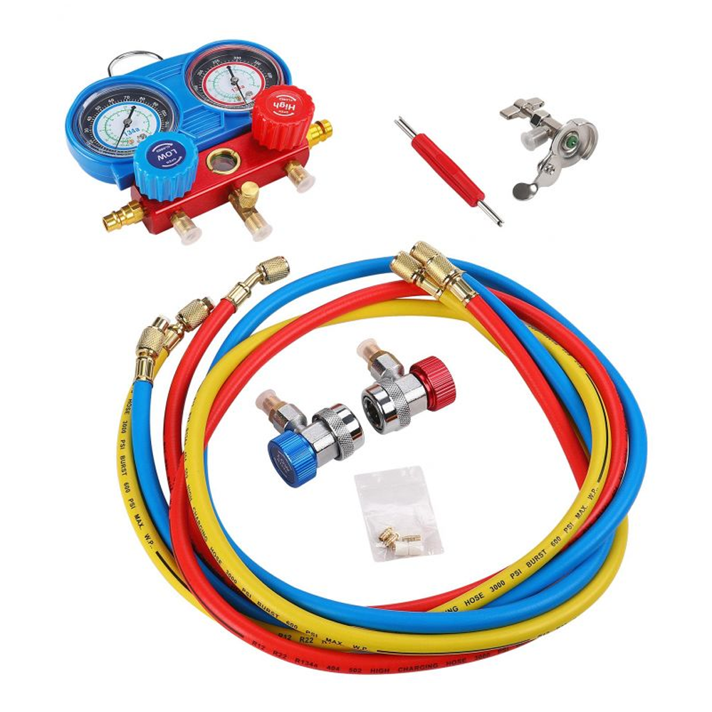 OFERTA ZILEI - Kit verificare aer condiționat R134a, 2 manometre, 3 furtunuri, 0–35 bari, KD10534