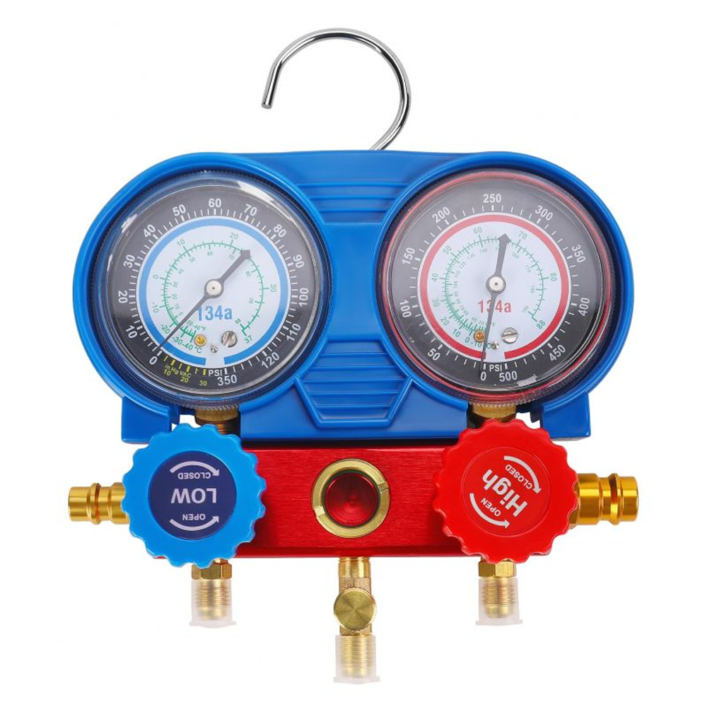 Kit verificare aer condiționat R134a, 2 manometre, 3 furtunuri, 0–35 bari, KD10534 [1]