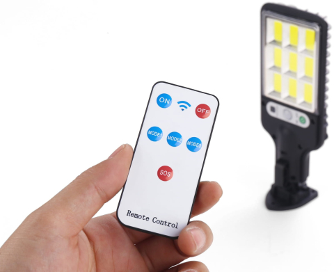 Lampă Solară LED de Exterior 290W cu Telecomandă, 5000 lm, Senzor de Mișcare și Amurg, Protecție IP65 [10]