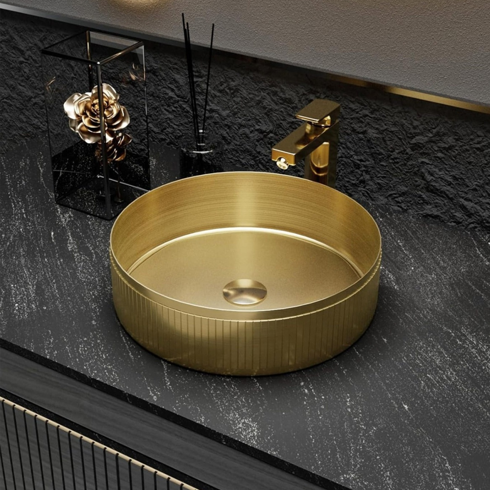 Lavoar de baie rotund din inox, 40 x 40 x 12 cm, montaj pe blat, HD400 (5 ANI GARANȚIE) [3]