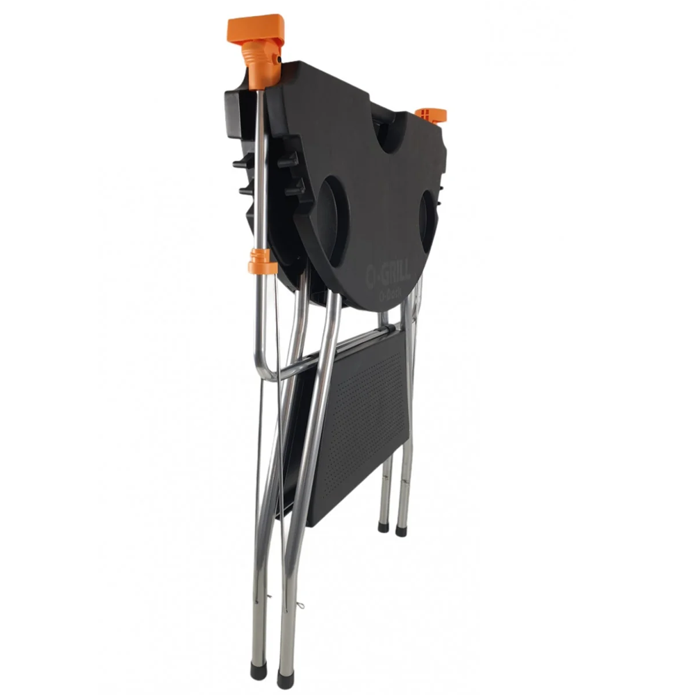 Masă pliabilă pentru grătar, diametru 640 mm, raft depozitare și cârlige integrate, O-DOCK [3]