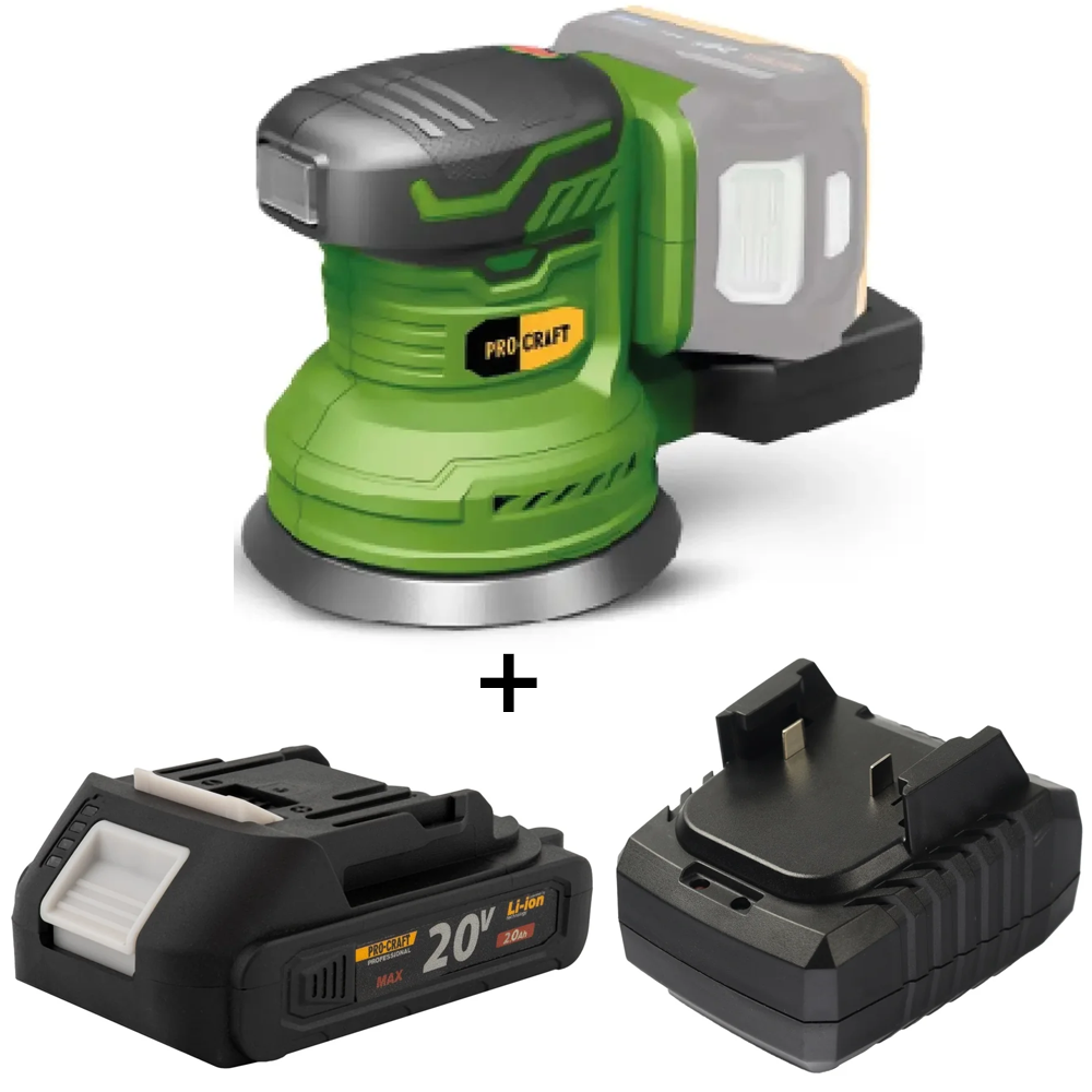 Mașini de șlefuit și Polișat - SET: Mașină de șlefuit excentrică pe acumulator 20V, Brushless, 125 mm, 6000–13000 rpm, PX20BL [Include: Acumulator și încărcător]
