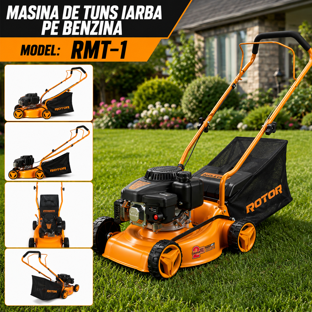 Mașină de tuns iarba pe benzină, 132 cm³, 1,9 kW, tăiere 400 mm, colector 40 L, RMT-1 [4]