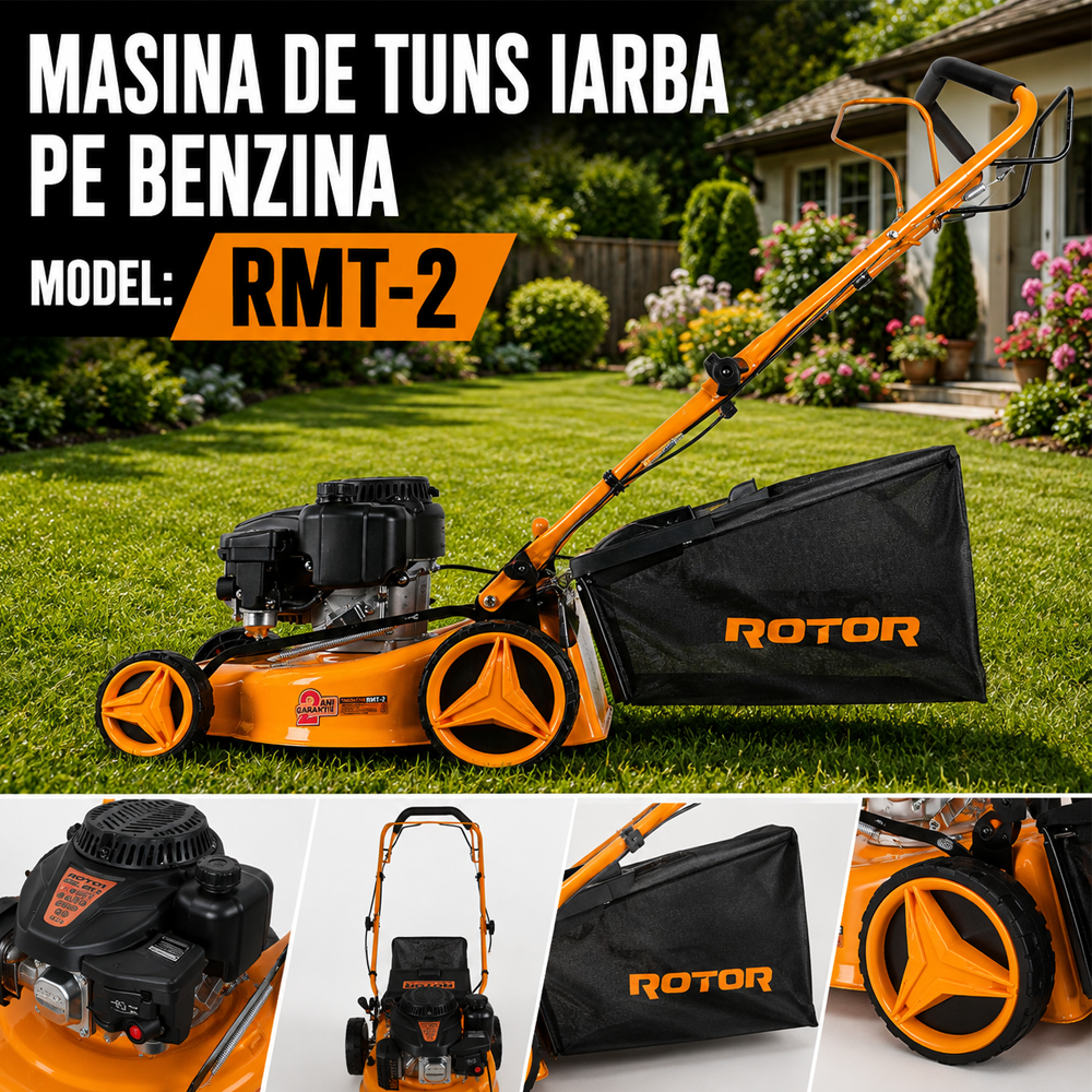 Mașină de tuns iarba pe benzină, autopropulsată, 132 cm³, 1,9 kW, tăiere 400 mm, colector 40 L, RMT-2 [4]