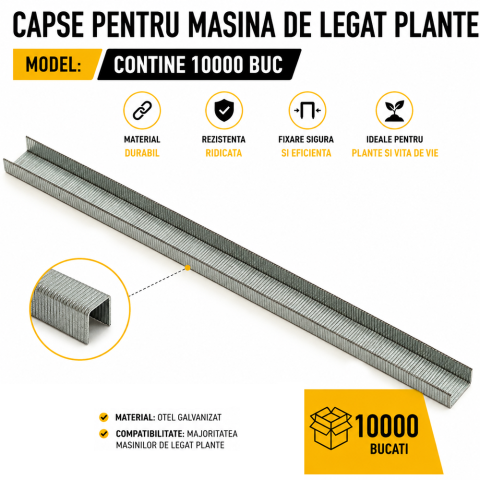 Capse pentru mașina de legat vița de vie, legume, pomi fructiferi, set 10000 bucăți [1]