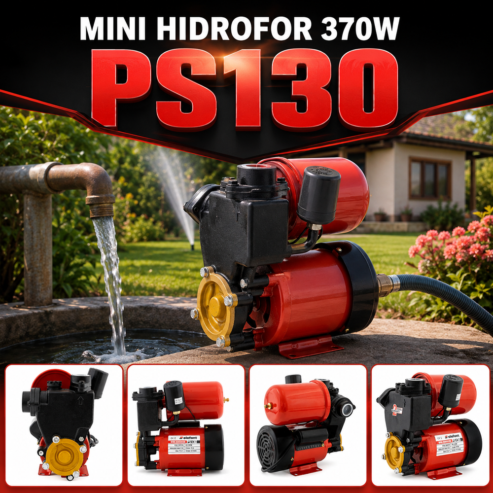 Mini hidrofor 370W, debit maxim 1,8 m³/h, refulare 40 m, vas 1,2 L, PS130 [4]