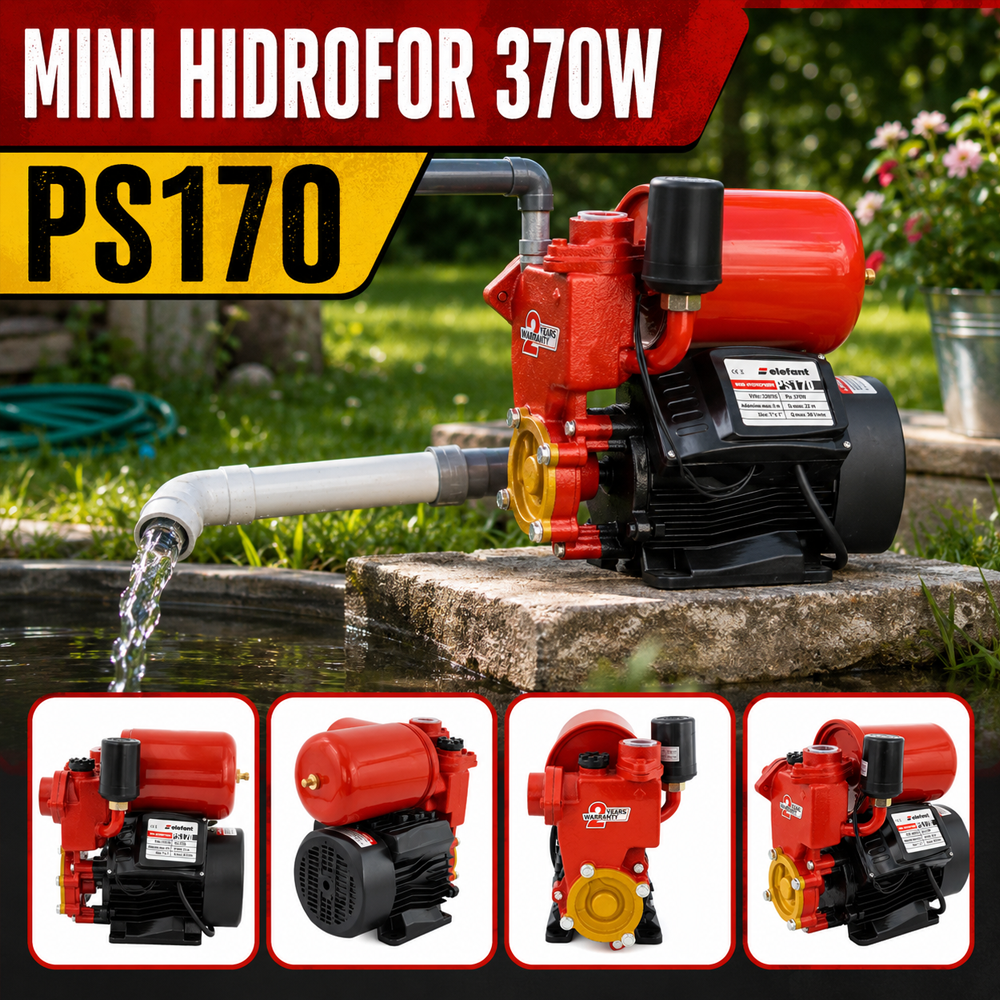 Mini hidrofor 370W, debit 40 l/min, refulare 40 m, vas expansiune 2 L, PS170 [4]