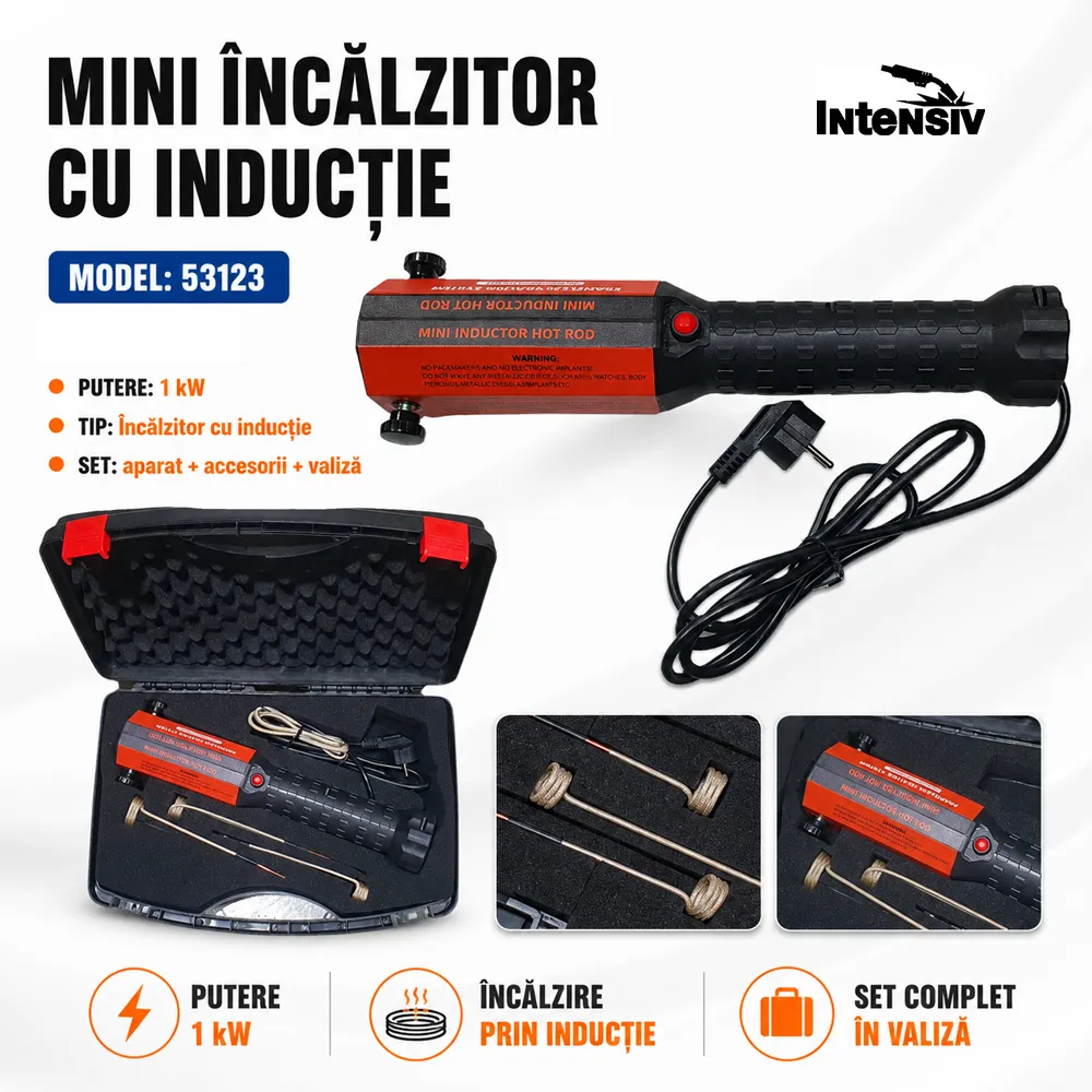 Mini încălzitor cu inducție 1.000 W, temperatură 800°C, încălzire fără flacără și iluminare LED [2]