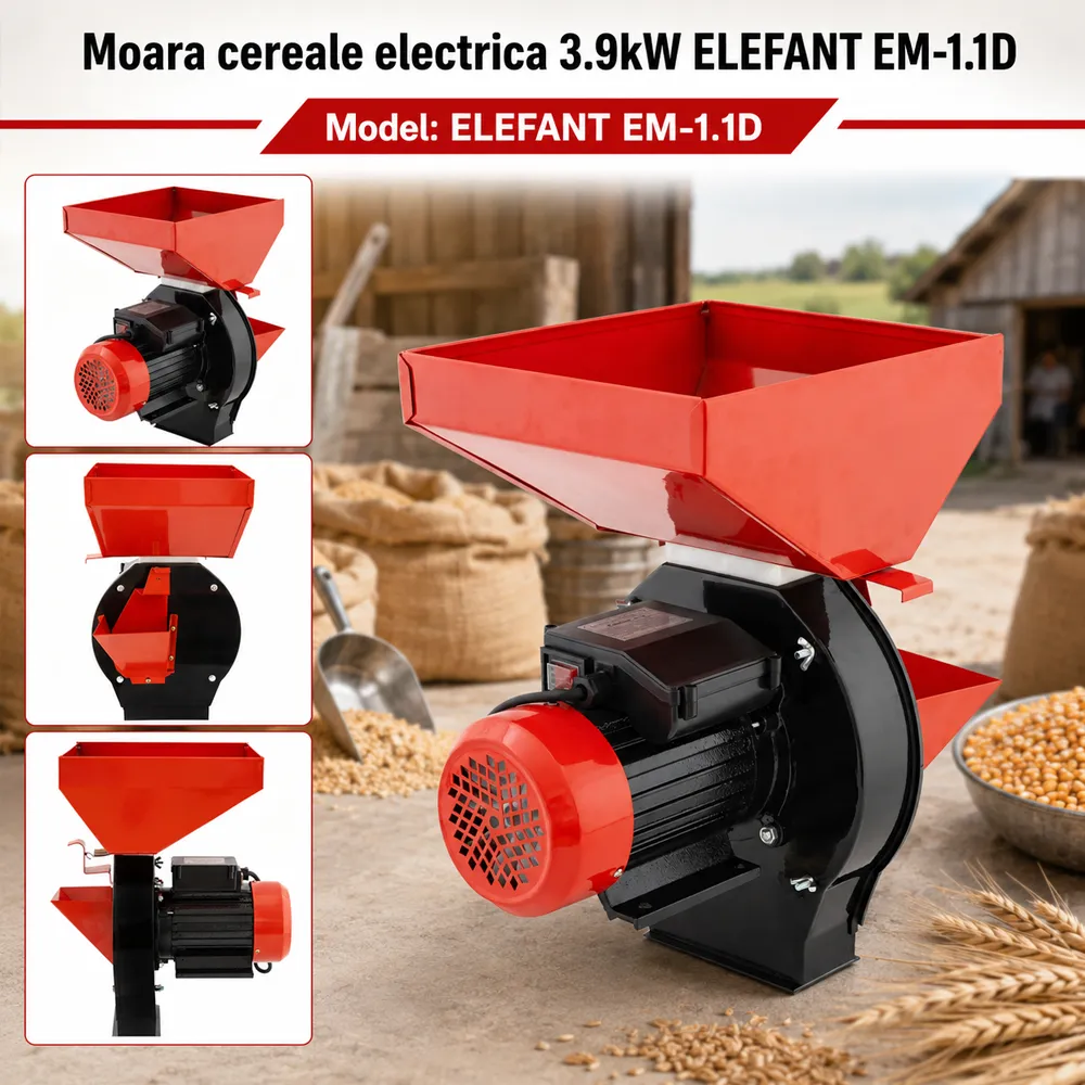 Moară electrică pentru cereale, fructe și legume, 3900W, 200 kg/h, 3000 rot/min, EM-1.1D [4]