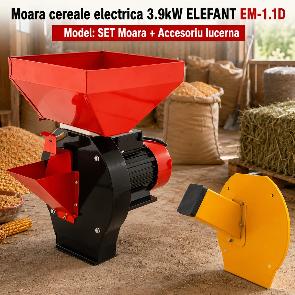 SET: Moară electrică EM-1.1D pentru cereale și fructe, 3900W, 200 kg/h + Accesoriu Lucernă [5]