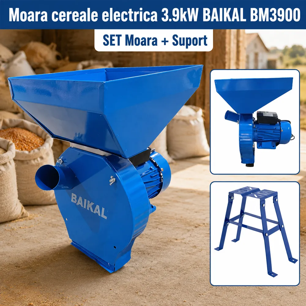 SET: Moară electrică BM3900 pentru cereale și porumb, 3900W, 240 kg/h + Suport Moară [4]