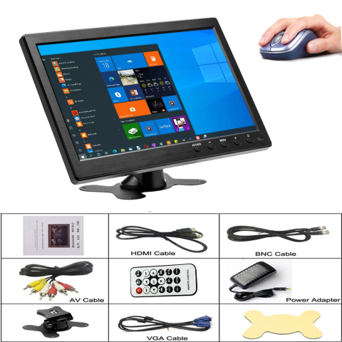 Monitor LCD 10.1 inch HD HDMI VGA AV RCA BNC, alimentare 220V, pachet complet [5]