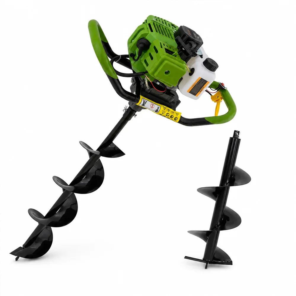 Motoburghie și burghie de pământ - SET: Motoburghiu pe benzină 52CC, 1400W, 2T + 2 x burghie 100 & 150mm incluse, GD52