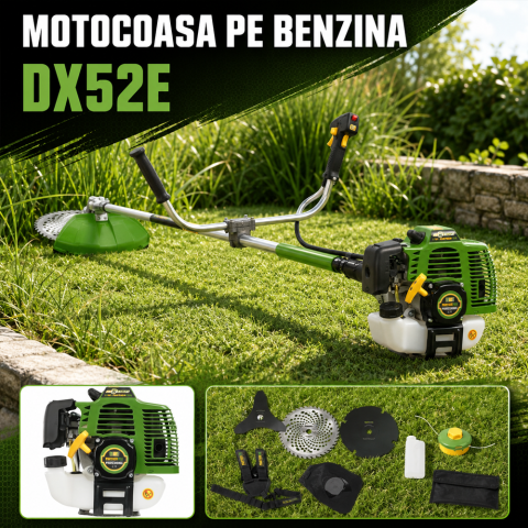 Motocoasă pe benzină 2T, 52 cm³, 5,5 CP, 10.000 rot/min, tăiere 400 mm, 3 discuri incluse, DX52E [3]