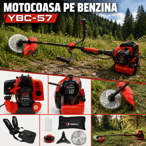 Motocoasă pe benzină 2T, 52 cm³, 6 CP, 10.000 rot/min, tăiere 400 mm, YBC-57 [4]