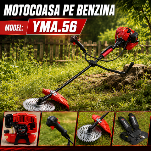 Motocoasă pe benzină 2T, 5,8 CP, 10.000 rot/min, tăiere 255 mm, discuri 3T și 40T, YMA.56 [3]