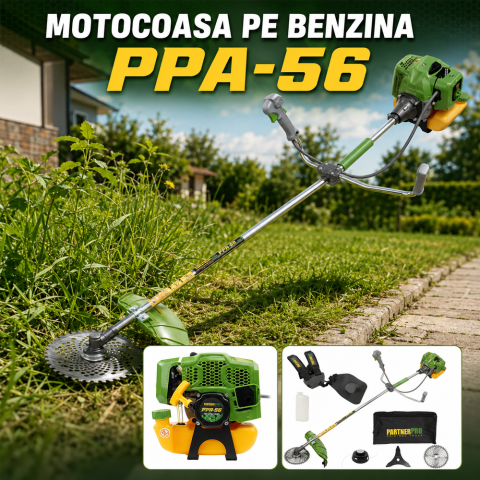 Motocoasă pe benzină 2T, 5,8 CP, 10.000 rot/min, tăiere 400 mm, discuri 3T și 40T, PPA-56 [3]