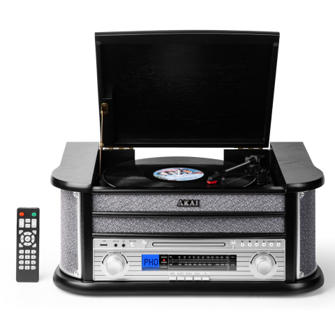 Pick-up cu CD, Casetofon și Bluetooth, 8W RMS, Vintage - Maro/Lemn [1]