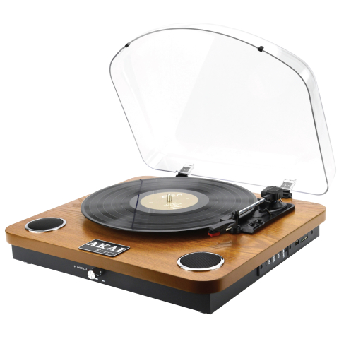 Oferta zilei - Pick-up Retro Servietă cu Bluetooth, USB, Card SD și Difuzoare Integrate - Maro/Crem