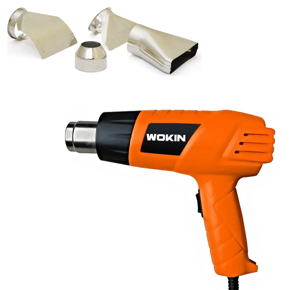 Mașini de lipit/sudat plastic - Pistol cu aer cald 2000W, 2 trepte, 350–550°C, debit 300–500 l/min, 4 duze, 785021