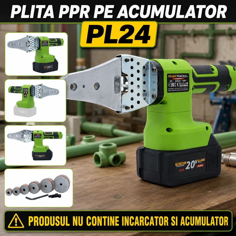 Plită PPR pe acumulator, 6 bacuri, 20V, 380W, 50–340°C, PL24 [Fără acumulator și încărcător] [5]