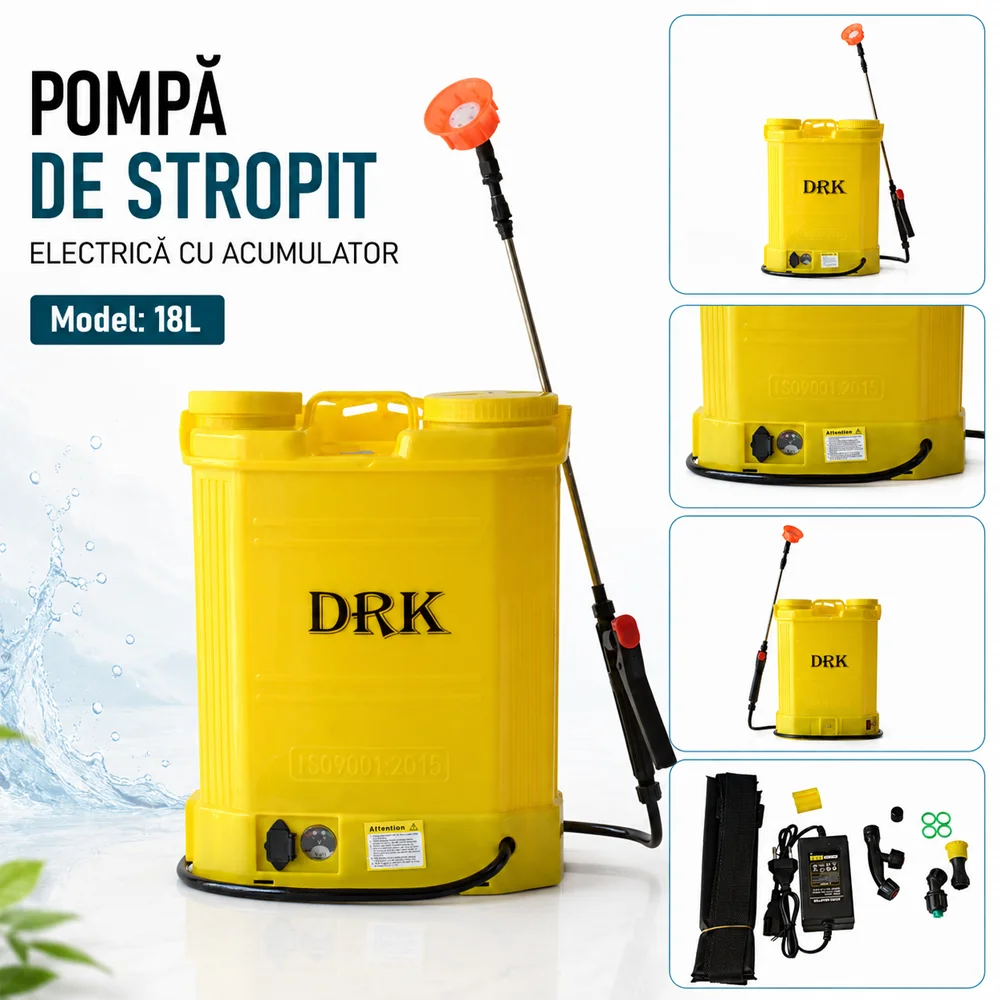 Pompă de stropit electrică 18L, acumulator 12 V, presiune reglabilă 3–4 bar [4]