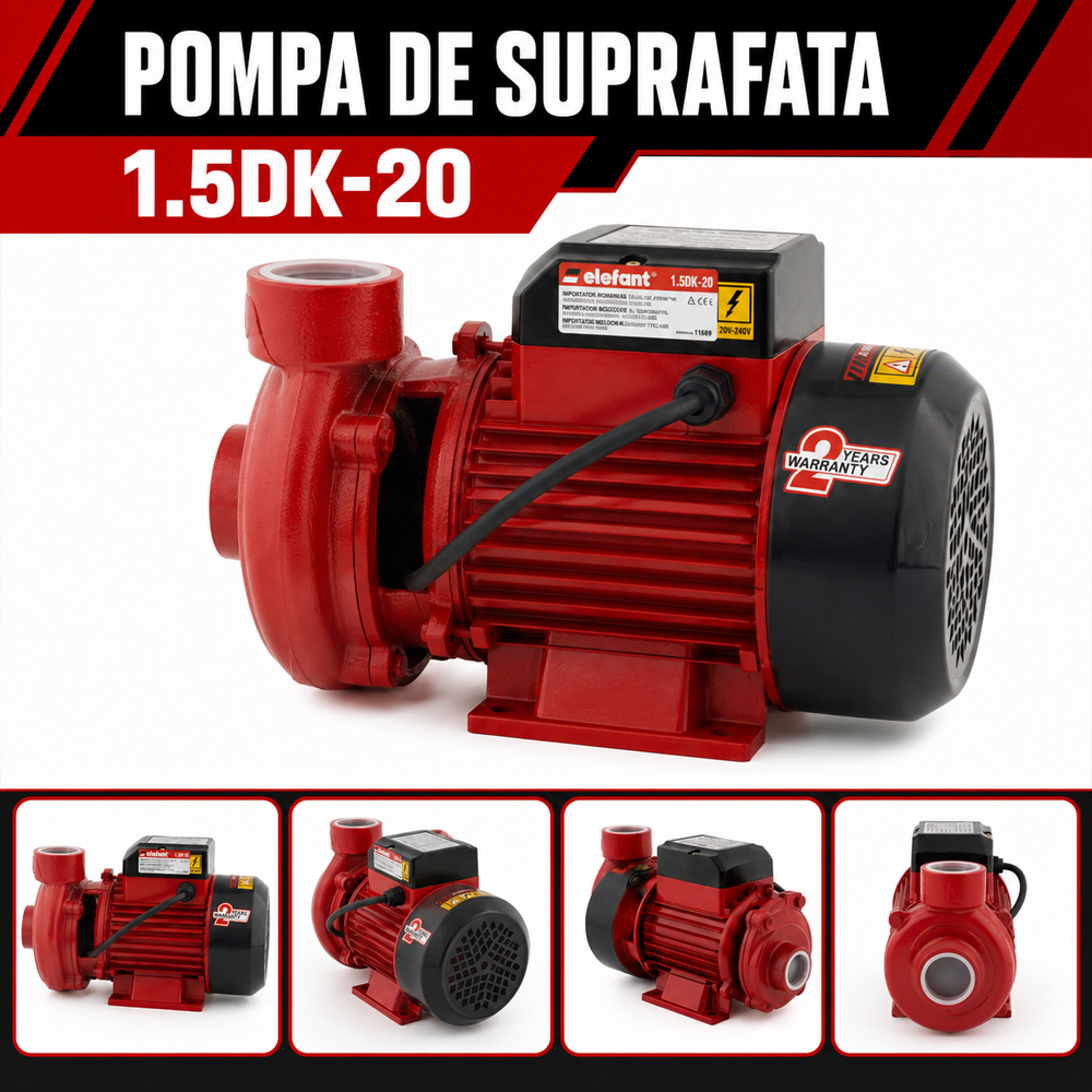 Pompă de suprafață 850W, debit 250 l/min, înălțime refulare 20 m, 1.5DK-20 [4]
