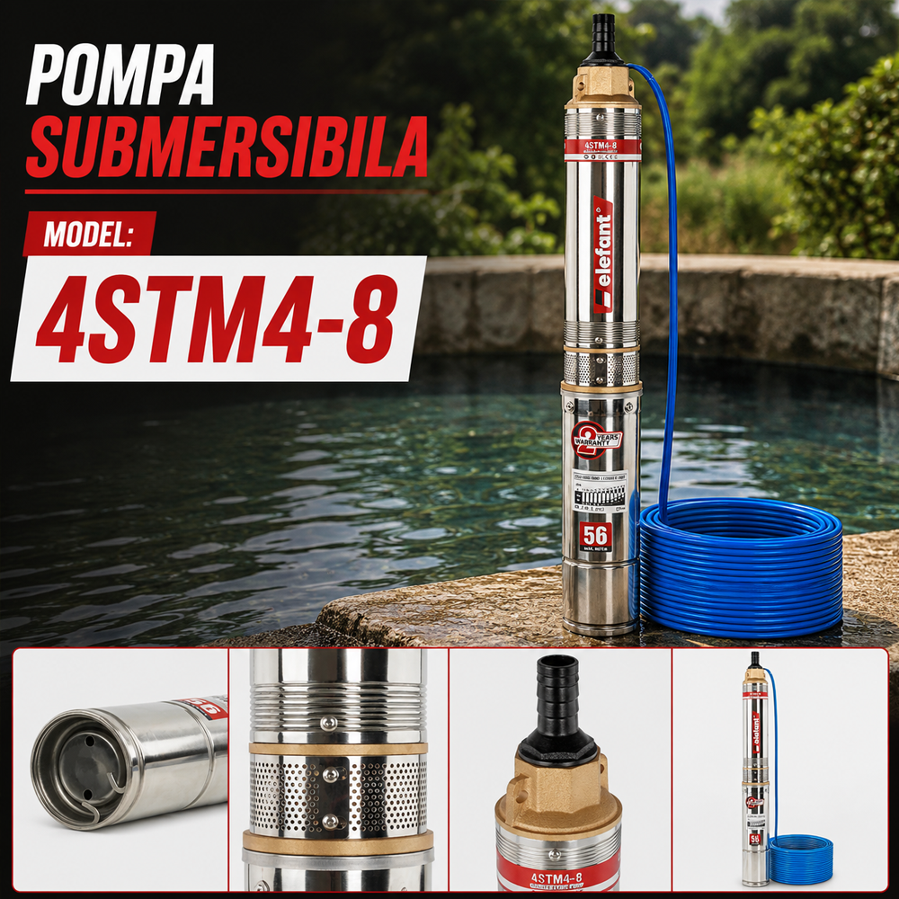 Pompă submersibilă 1200W, 8 turbine, debit 100 l/min, refulare 58 m, racord 1 1/4", 4STM4-8 [4]