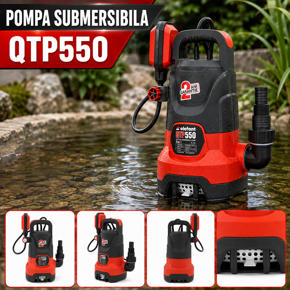Pompă submersibilă cu plutitor 550W, debit 13.500 l/h, refulare 9 m, pentru apă curată și murdară, QTP550 [4]