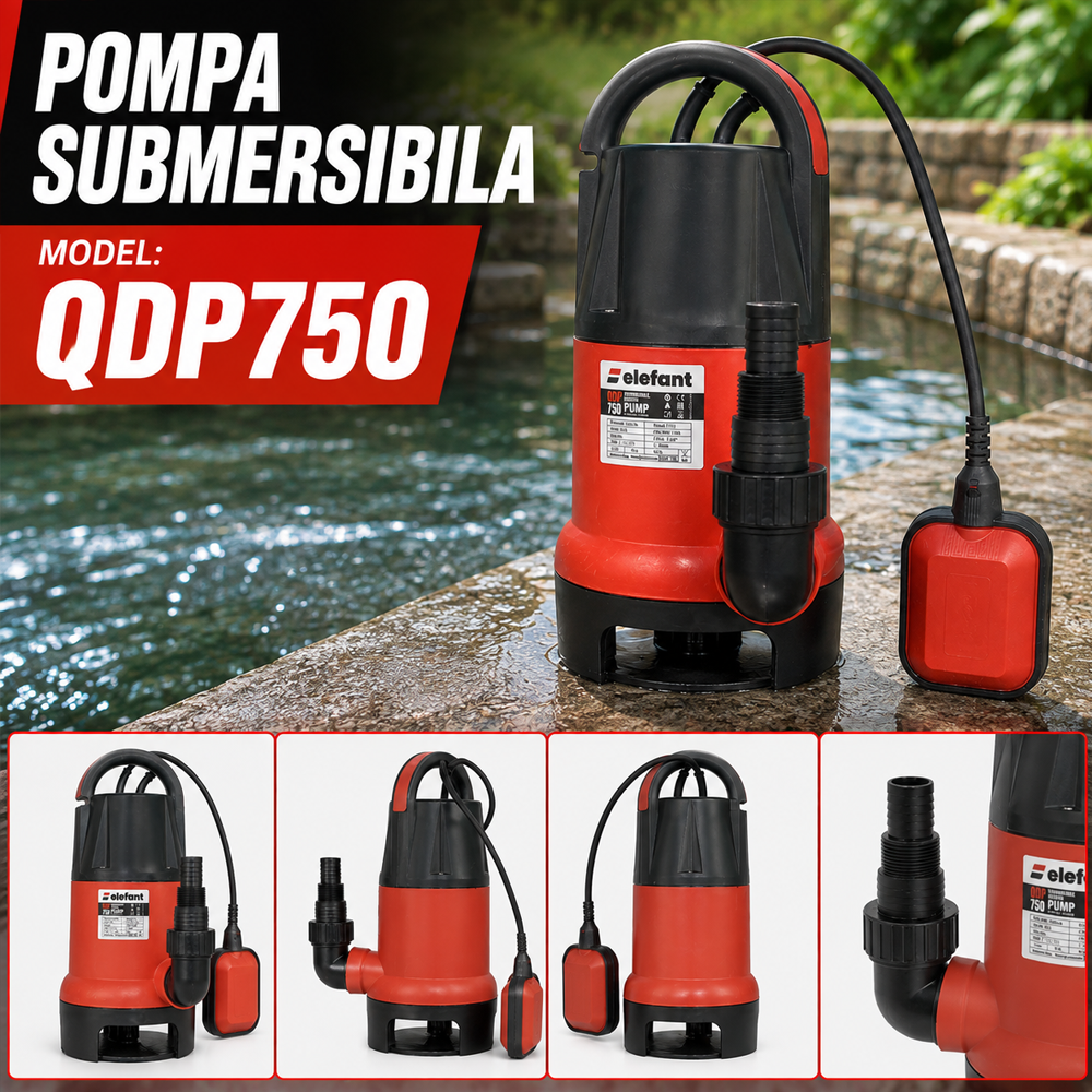 Pompă submersibilă cu plutitor 750W, debit 11.000 l/h, refulare 7,5 m, particule până la 35 mm, QDP750 [3]