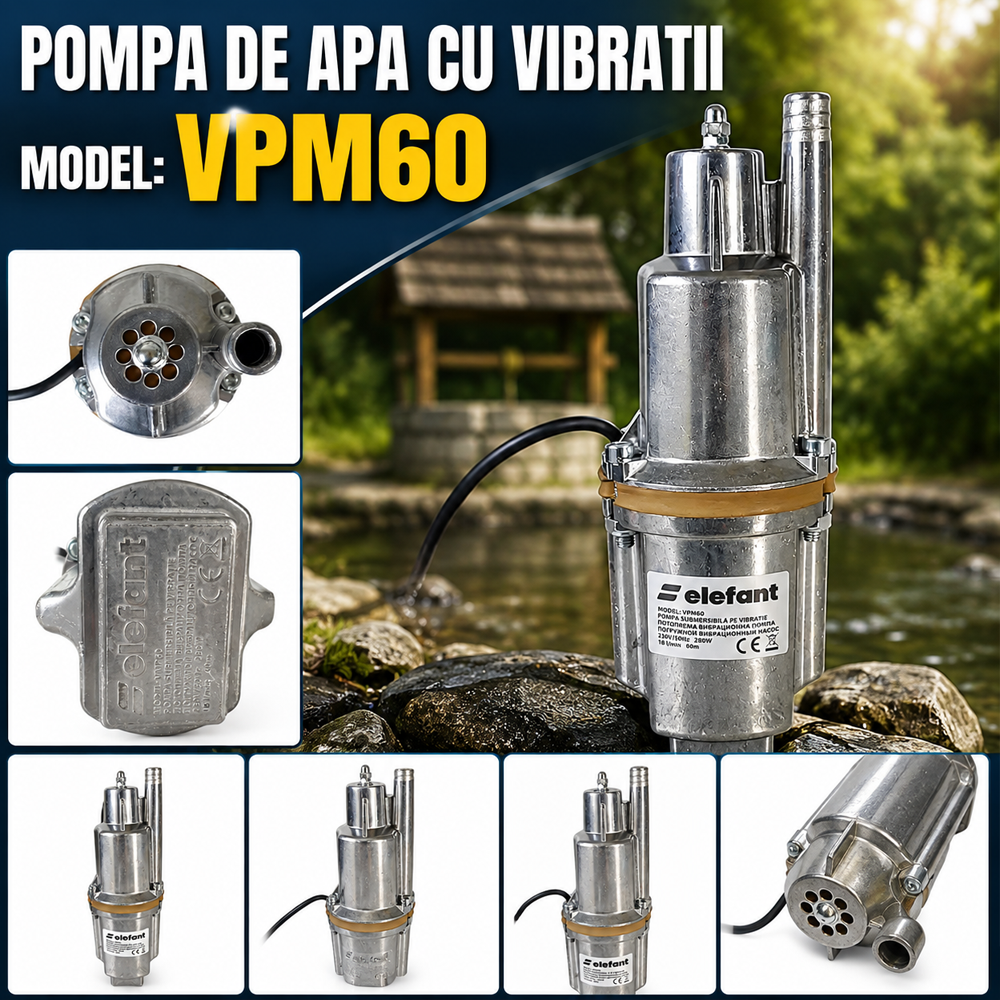 Pompă de apă cu vibrații 280W, 18 l/min, refulare 70 m, cablu 10 m, VMP60 [4]