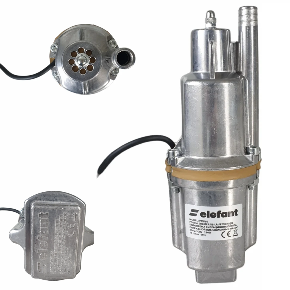 OFERTA ZILEI - Pompă de apă cu vibrații 280W, 18 l/min, refulare 70 m, cablu 10 m, VMP60