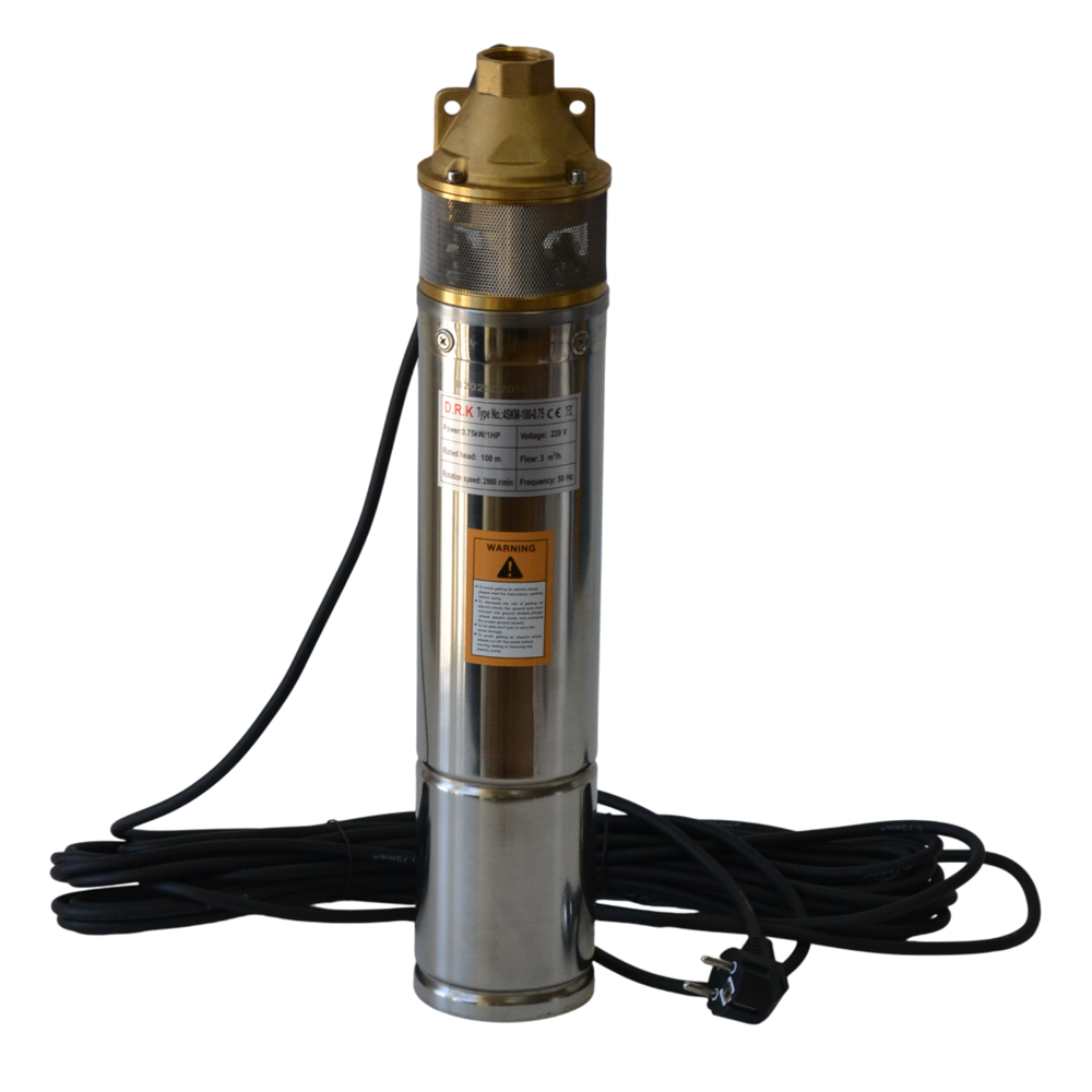 SET: Pompă submersibilă 4SKM-100, 0,75 kW, 3000 l/h, refulare 100 m, 2 turbine, cablu 15 m + Presostat electronic PC-59N [1]
