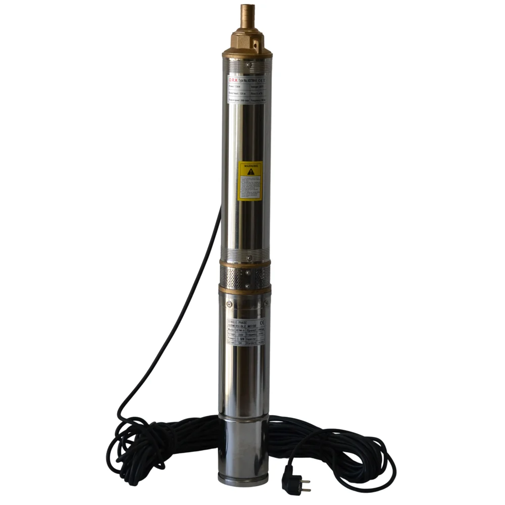 Pompe submersibile - Pompă submersibilă de mare adâncime, 1,5 kW, debit 5 m³ / h, 8 turbine, refulare 120 m și cablu 25 m, 4STM4-8